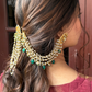 KUNDAN PEARL HEAVY SAHARA EARRINGS & HAIR PIN COMBO