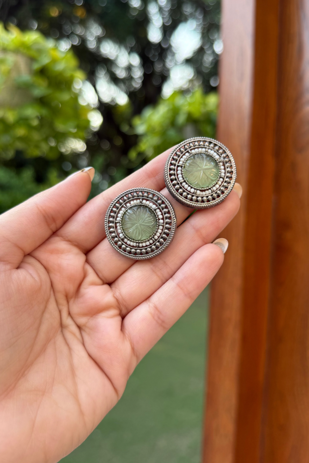 MINT GREEN OXIDISED STUDS