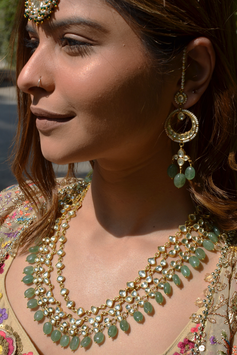 BRIDAL WEDDING JEWELLERY SET- CHOKER, NECKLACE & EARRINGS