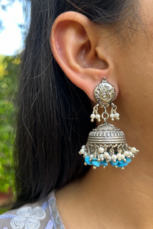 TURQUOISE JHUMKIS