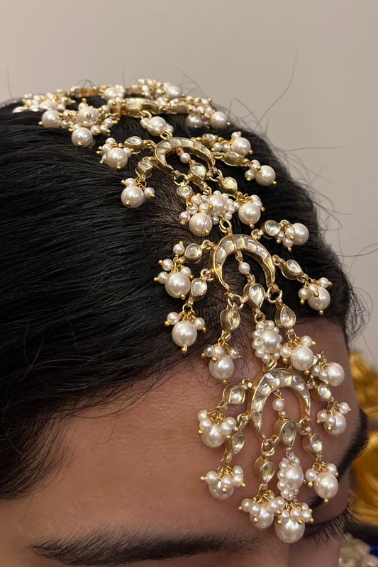 BRIDAL STATEMENT PEARL AND POLKI CENTRE HEAD-TIKKA