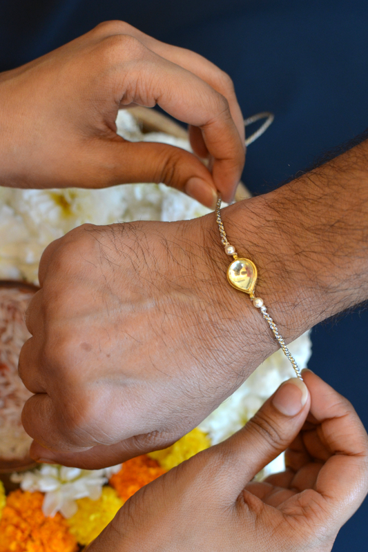 BHAIYA POLKI RAKHI- SILVER AND GOLD COLOUR