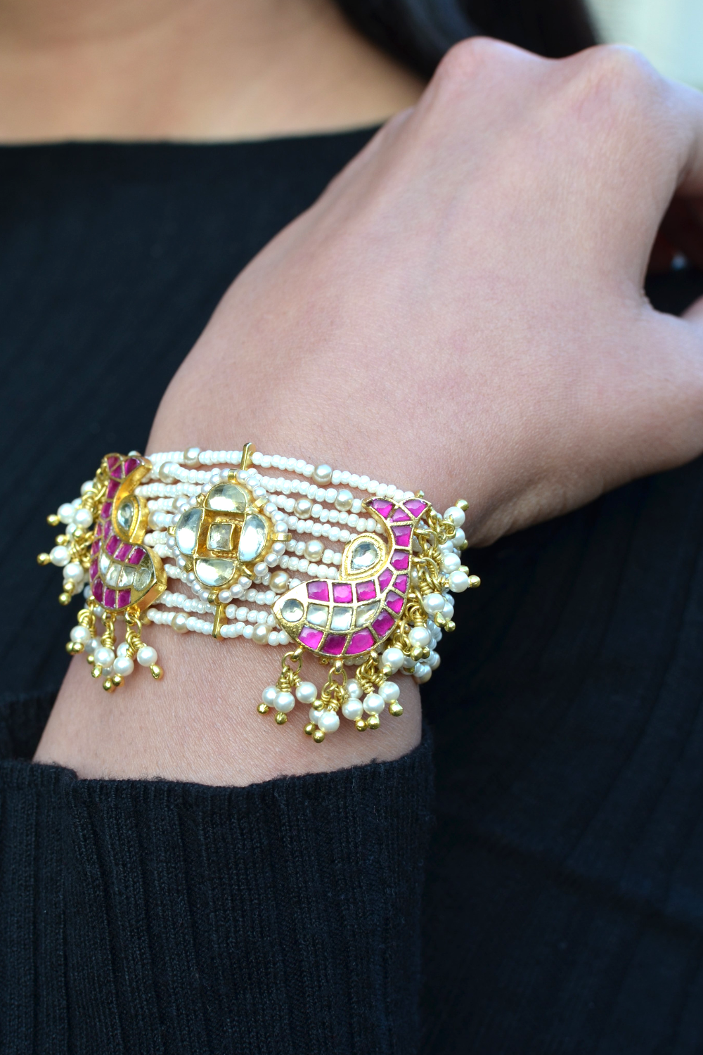 KUNDANKARI FISH POCHI BRACELET