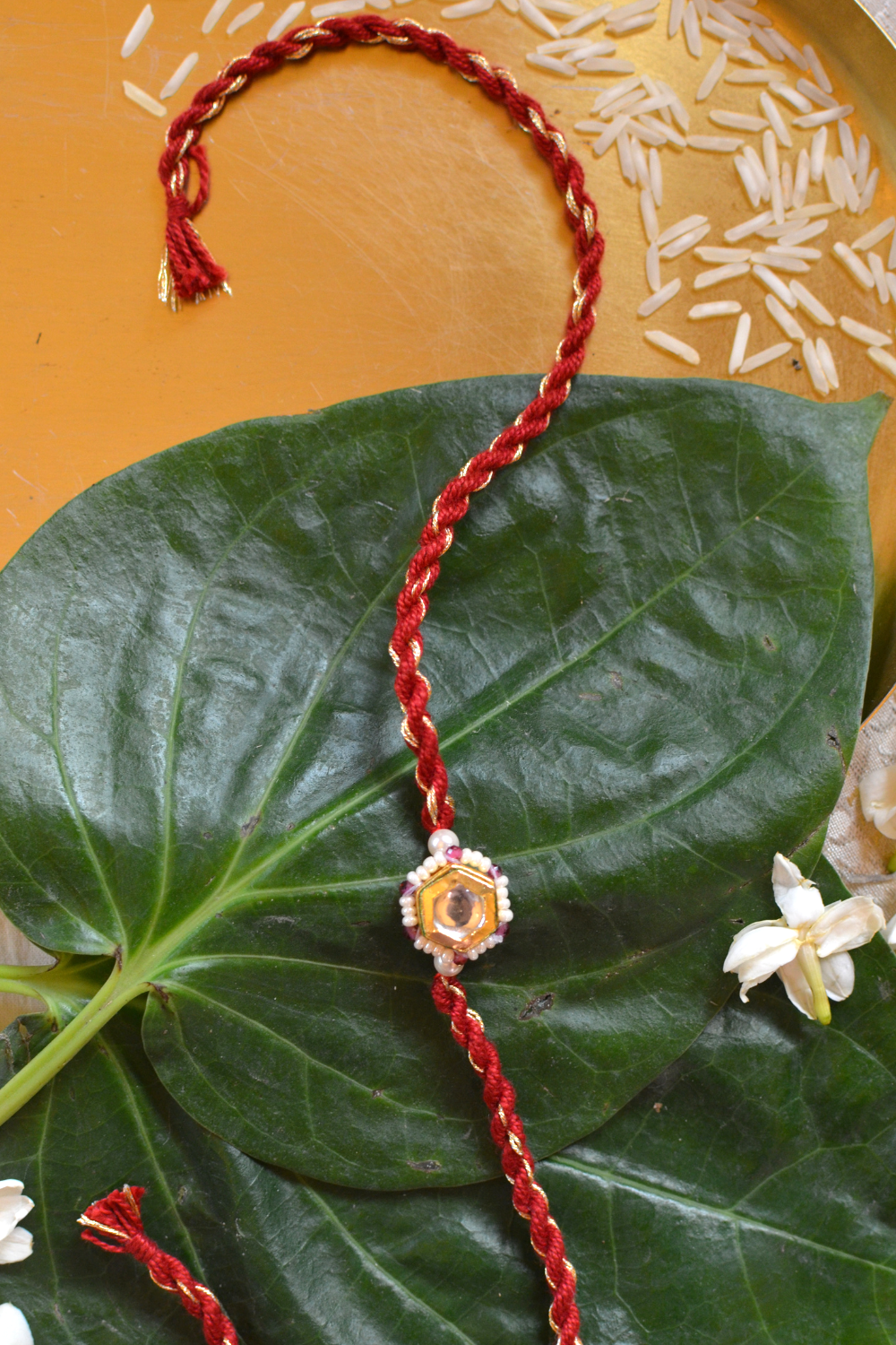 KASHTI LUMBA BRACELET RAKHI SET- RED
