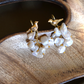 WHITE ASYMMETRICAL PEARL BUNCH BIRD EARRINGS