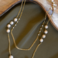 ASCENDING PEARL AND CHAIN GOLDEN STRING- CREAM