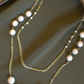 ASCENDING PEARL AND CHAIN GOLDEN STRING- CREAM