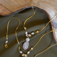 THREE-STYLE PEARL POLKI NECKLACE SET- ROSE QUARTZ AND SKY BLUE