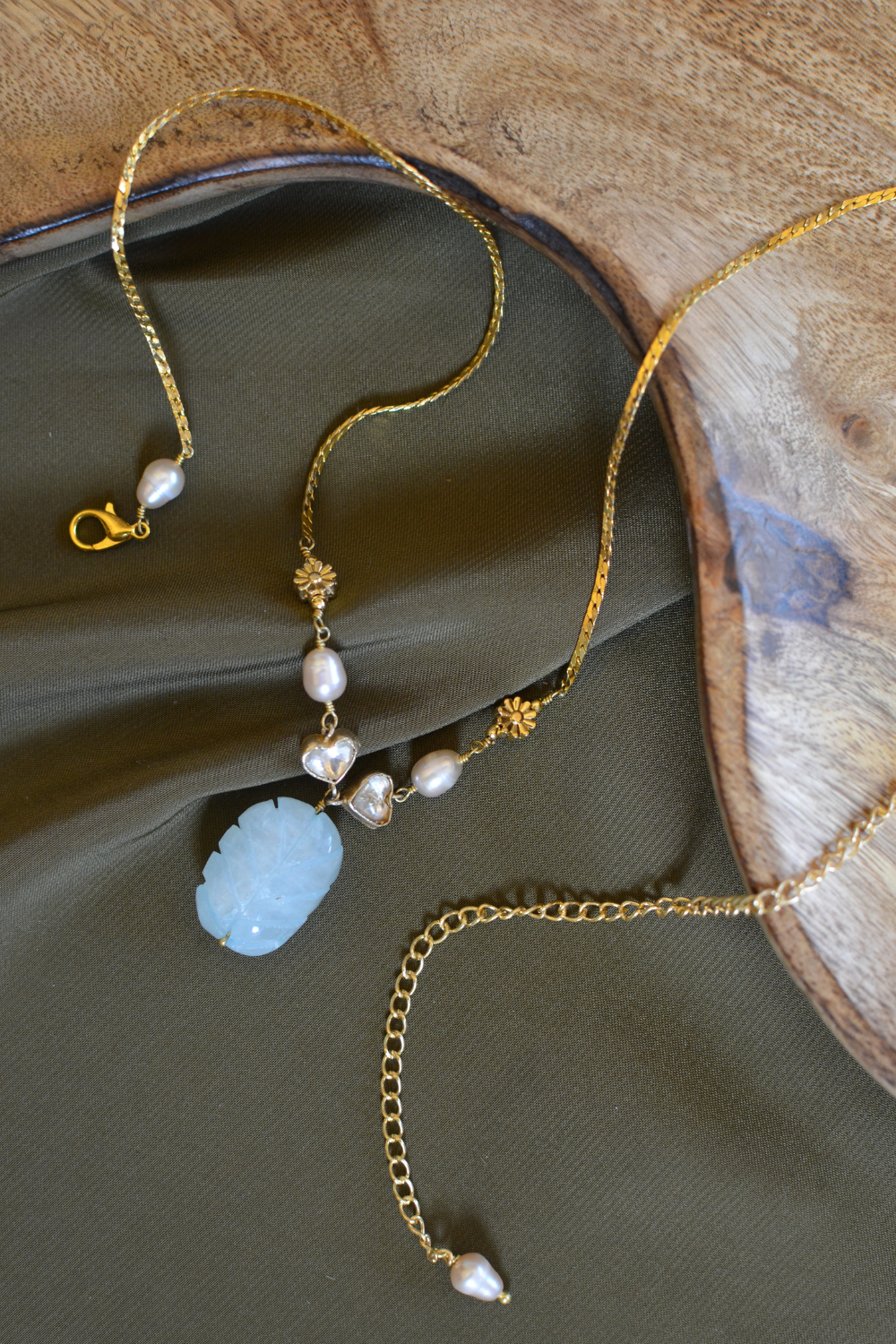 THREE-STYLE PEARL POLKI NECKLACE SET- ROSE QUARTZ AND SKY BLUE