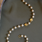 COPPERISH-PEACH PEARL AND FLOWER CLOSE NECKLACE