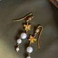 TRI PEARL BUTTERFLY HOOK EARRINGS- GOLD