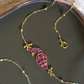 PINK PEACOCK AND GOLDEN BELLS CHAIN NECKLACE