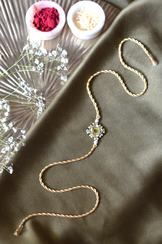 BHAIYA POLKI RAKHI- GOLD & GREEN