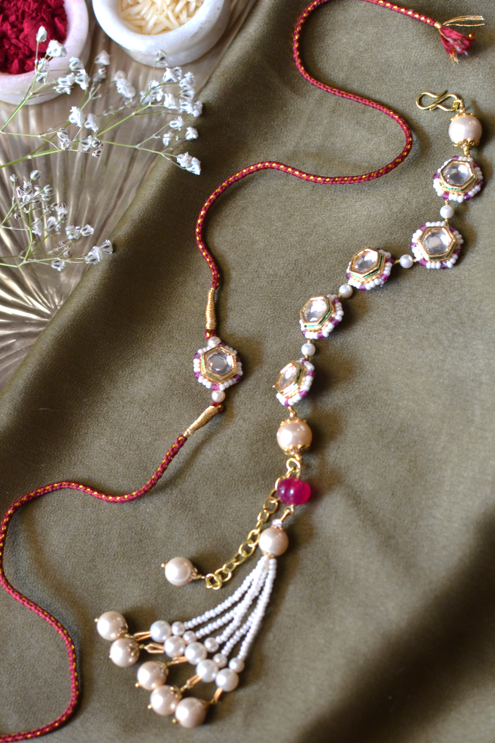 KUBERA LUMBA & RAKHI SET- RED