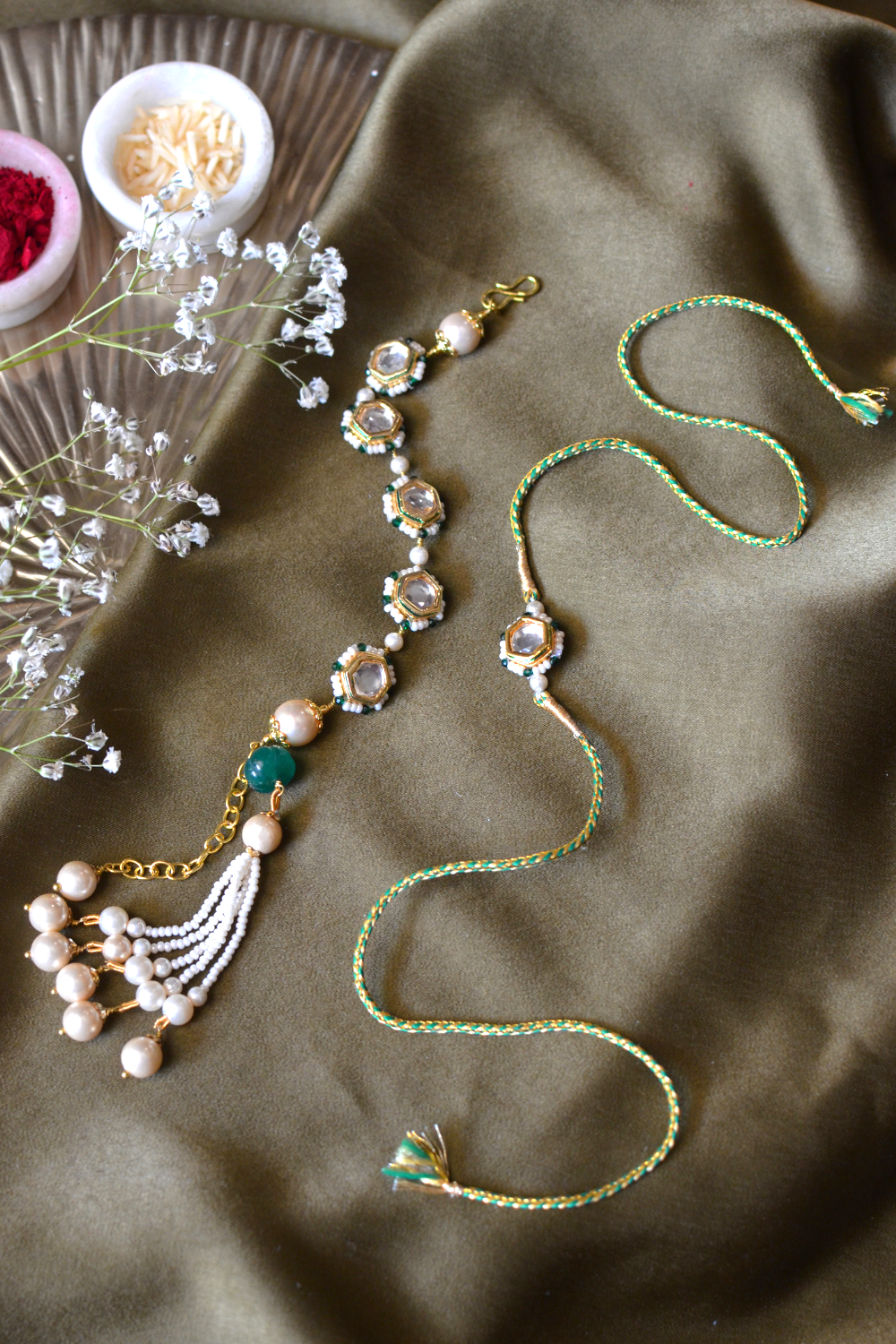 KUBERA LUMBA & RAKHI SET- GREEN