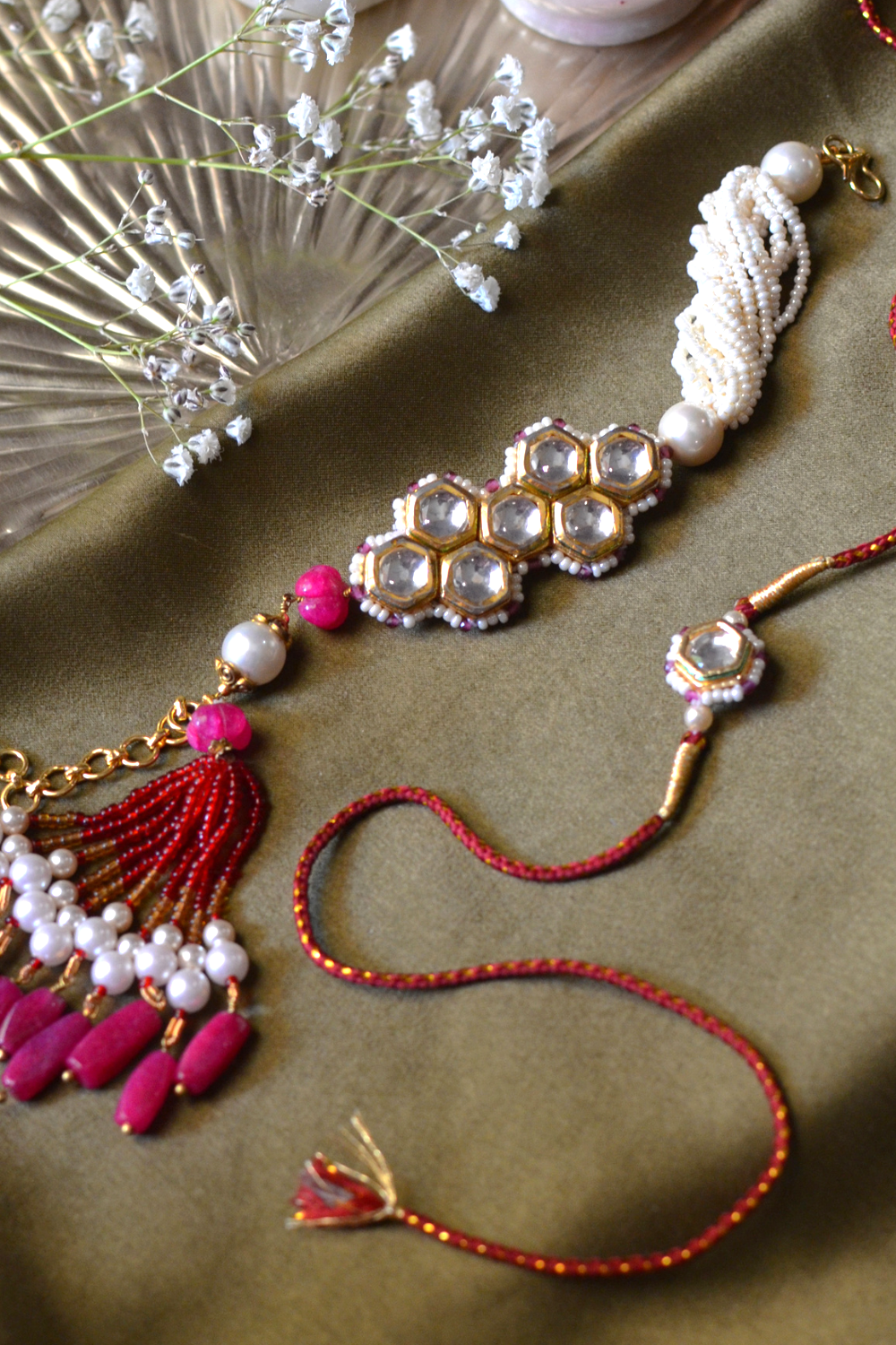 KASHTI LUMBA BRACELET RAKHI SET- RED