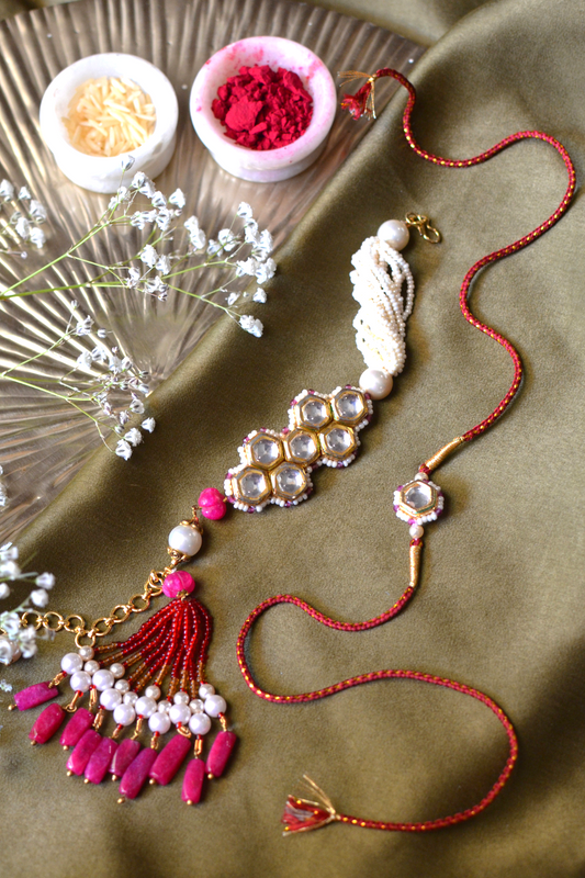 KASHTI LUMBA BRACELET RAKHI SET- RED