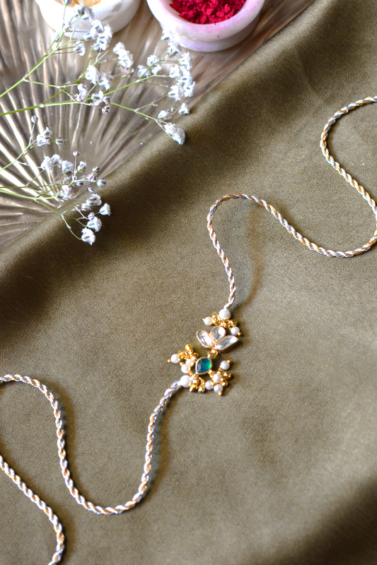 BHAIYA PHOOL POLKI RAKHI- SILVER THREAD