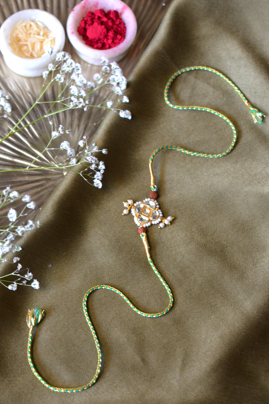 BHAIYA RUDRAKSH POLKI RAKHI- GREEN