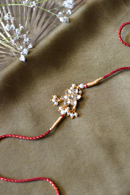 BHAIYA POLKI RAKHI- RED & WHITE