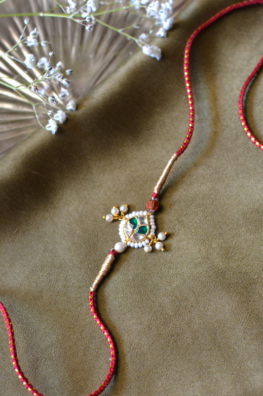 BHAIYA POLKI RAKHI- RED COLOUR