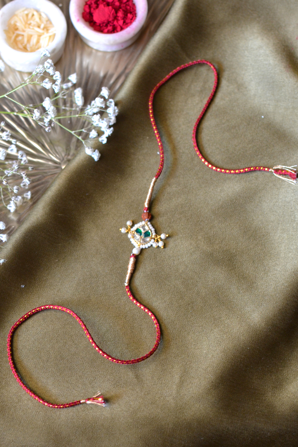 BHAIYA POLKI RAKHI- RED COLOUR