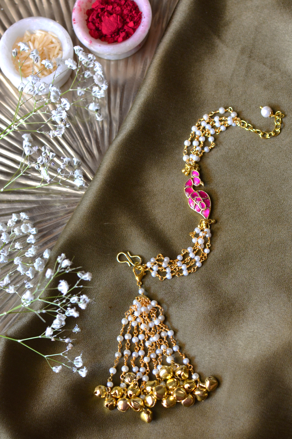 PINK MOR RAKHI BHABHI GHUNGAROO LUMBA BRACELET