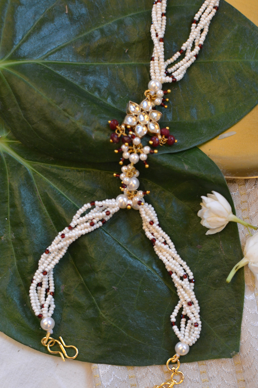 FLOWER KUNDAN MAROON BHABHI RAKHI