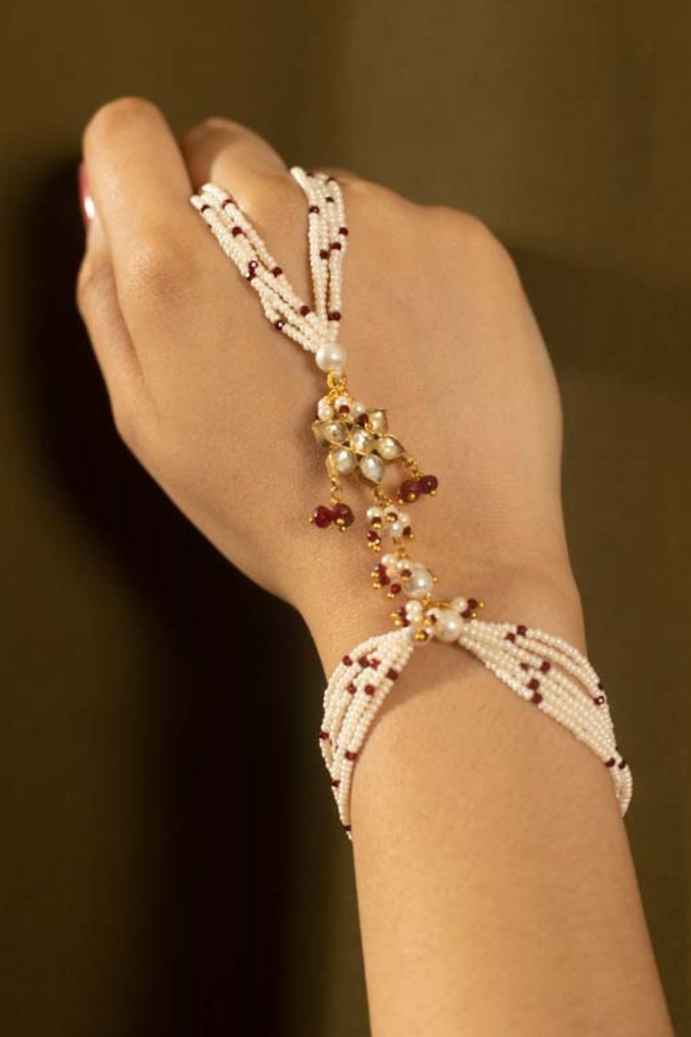 FLOWER KUNDAN MAROON BHABHI RAKHI