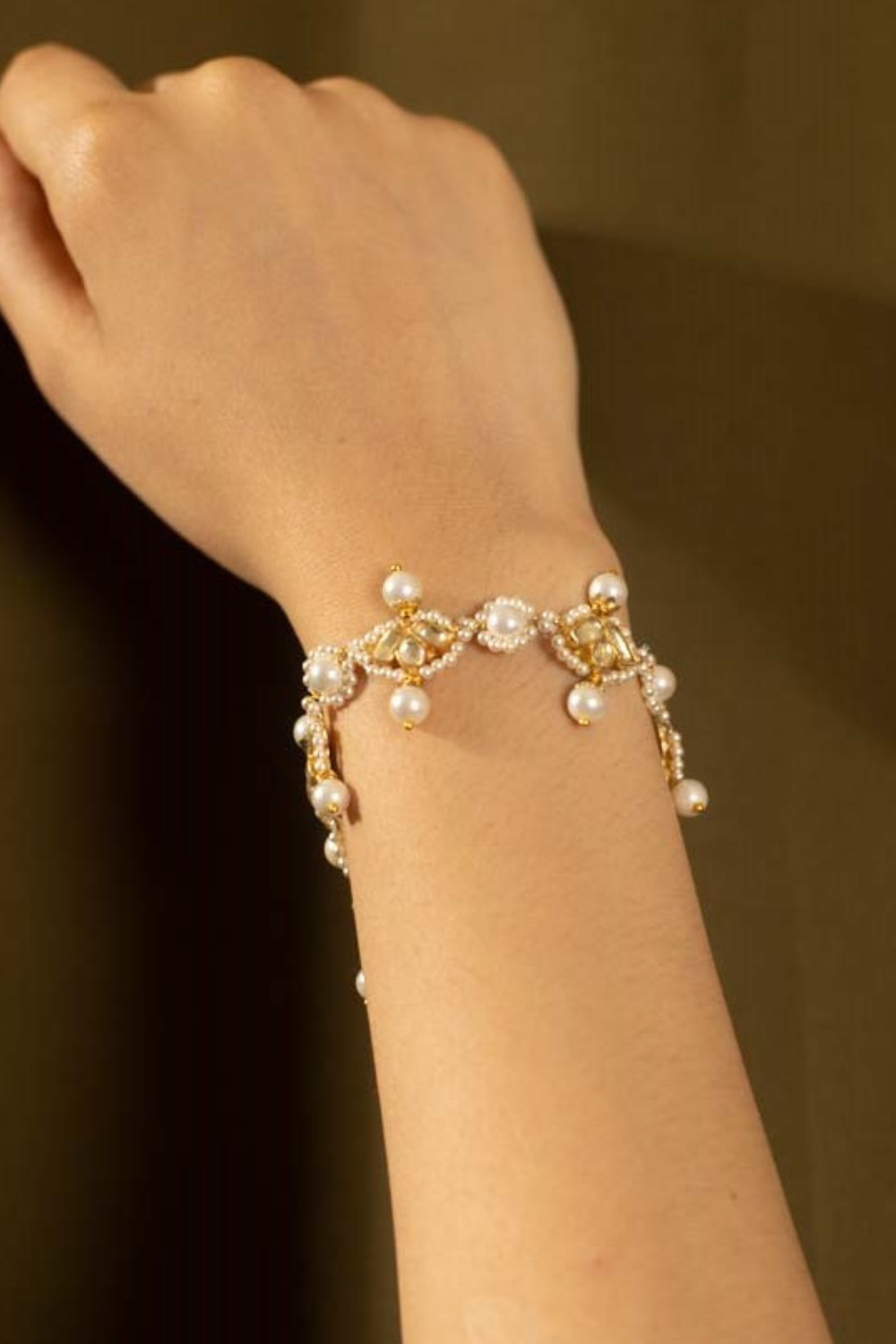 PEARL CROWN POLKI BRACELET