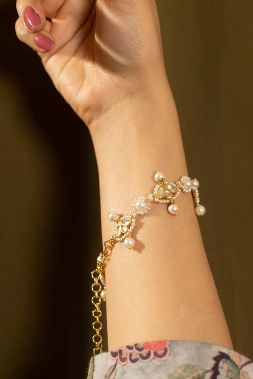 PEARL CROWN POLKI BRACELET