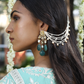 TEAL BLUE KUNDANKARI KAANCHAIN EARRINGS