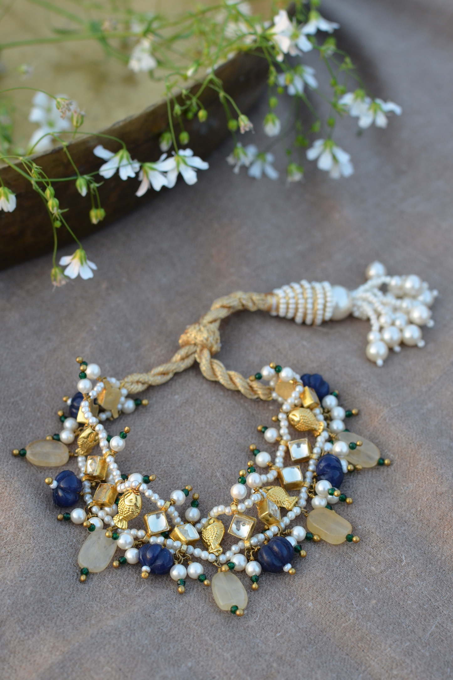 PUSHPA POLKI EARRINGS & MATSYA BRACELET SET