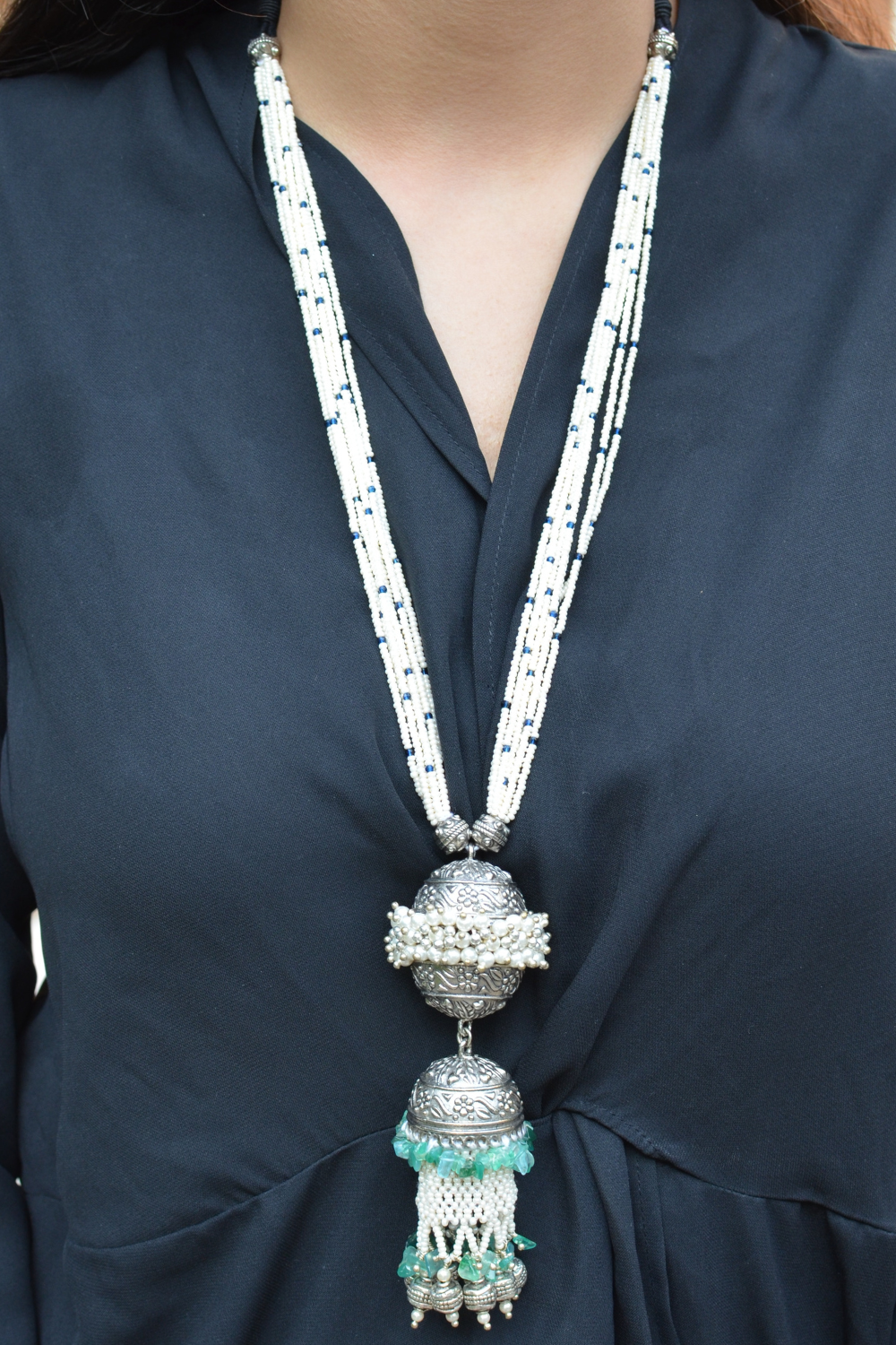 PEARL JAAL DAMRU NECKLACE