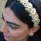 FLOWER POLKI BRIDAL SHEESHPATTI-CUM-CHOKER (WITH DETACHABLE DORI)-GREEN