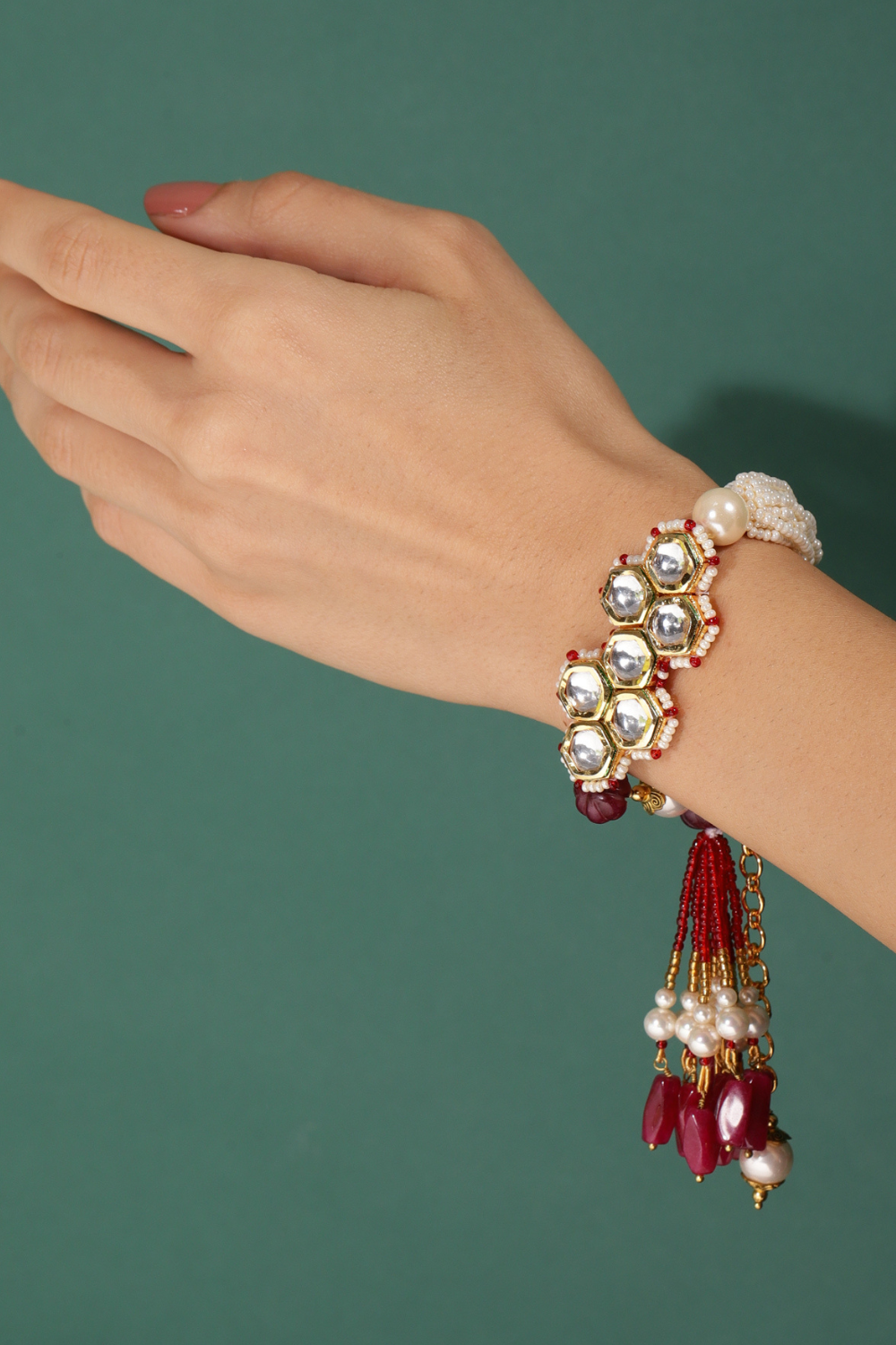 KASHTI LUMBA BRACELET RAKHI SET- RED