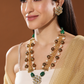 ORNATE NECKLACE PHULKARI PENDANT SET - GREEN