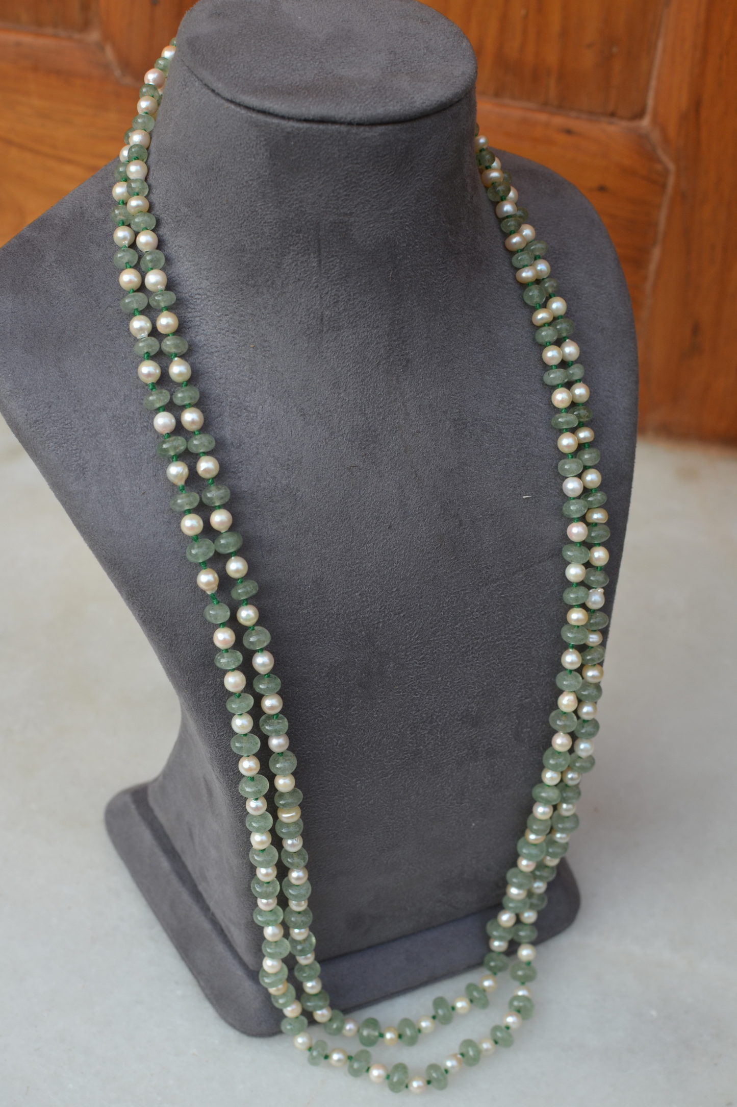 MINT GREEN QUARTZ PEARL NECKLACE