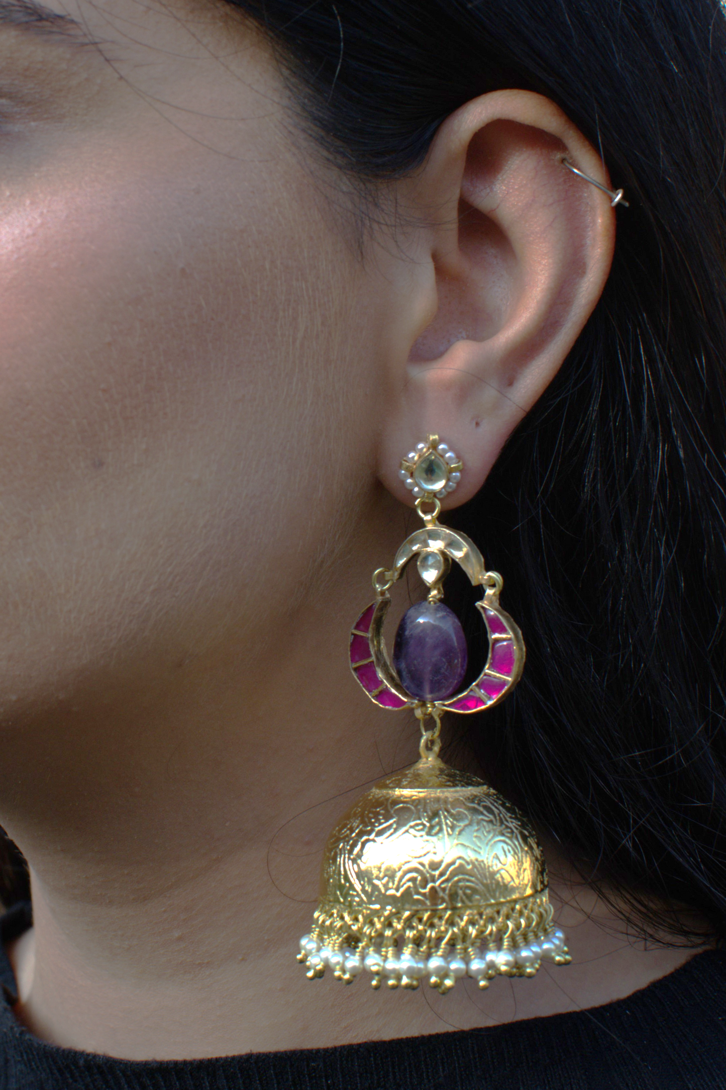 TRIDHANI JHUMKAS - AMETHYST