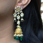 PETAL FLOWER GOLDEN POLKI JHUMKIS- GREEN