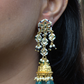 PETAL FLOWER GOLDEN POLKI JHUMKIS- BLUE