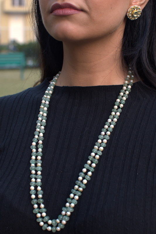 MINT GREEN QUARTZ PEARL NECKLACE