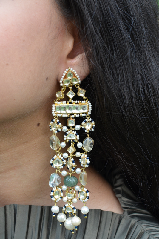 POINTED POLKI JAALI EARRINGS