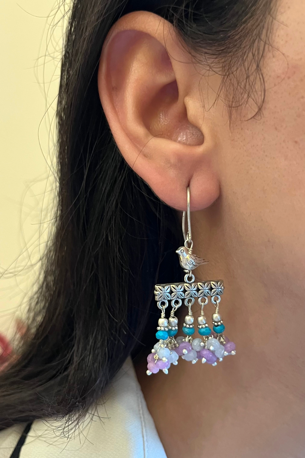 BIRD PATTI BLUE PURPLE EARRINGS