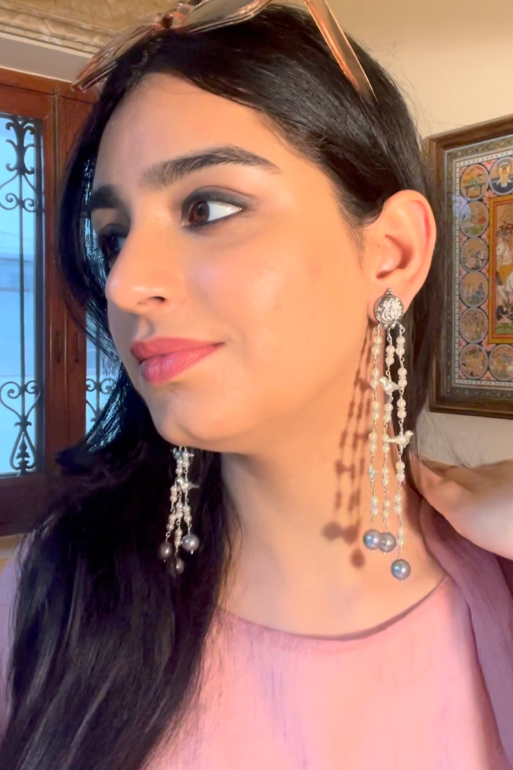 JAALI THREE LINE BIRD EARRINGS