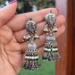 PEACOCK GREY BEAD JHUMKIS