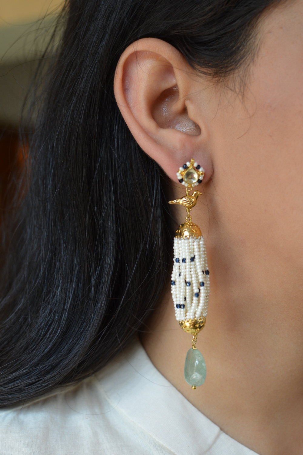 SURAI BIRD EARRINGS- MINT BLUE