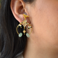 STONE STUDDED POLKI BIRD HOOPS- SAGE GREEN