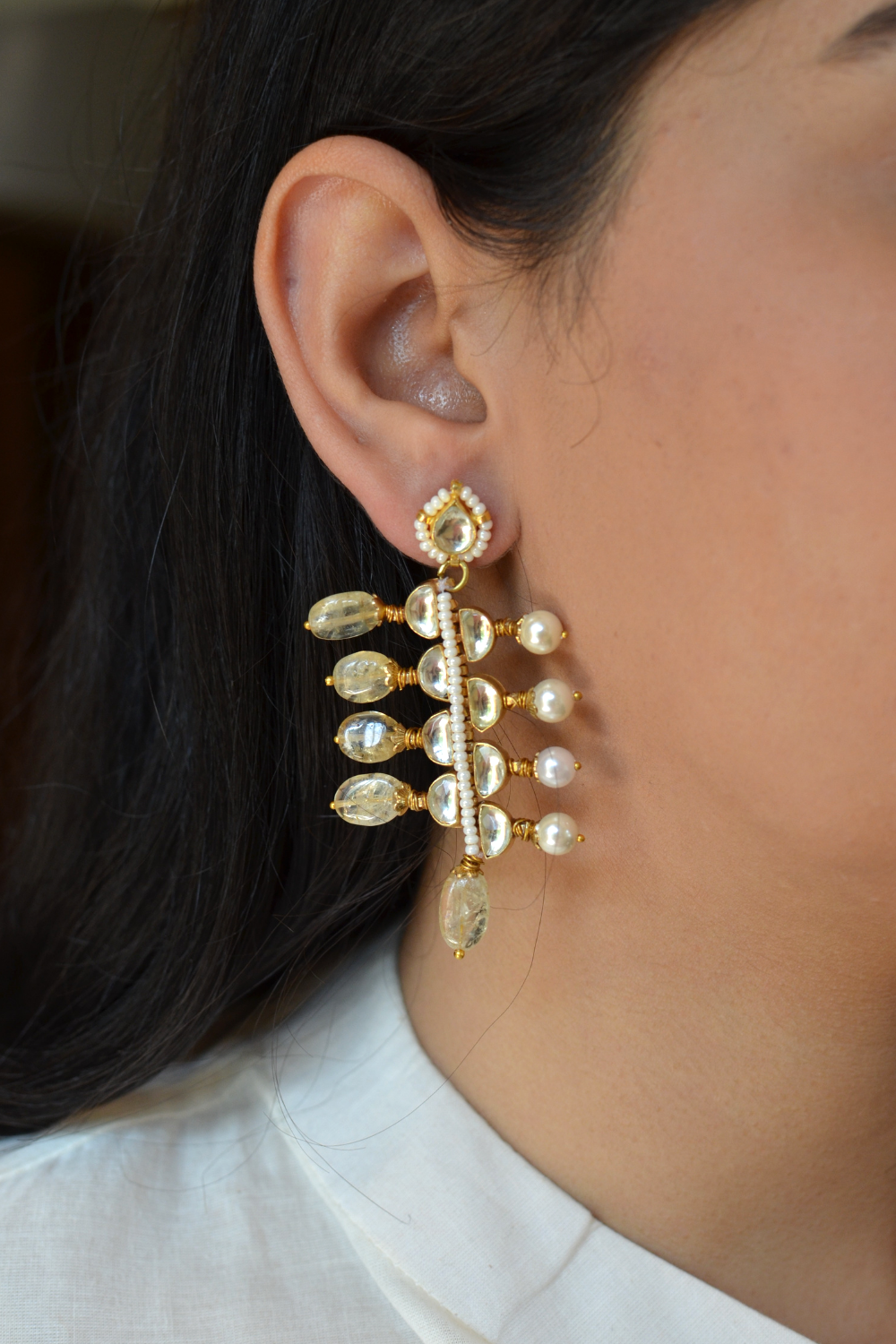 SHANPADI POLKI EARRINGS- CITRINE YELLOW