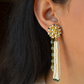 PUSHPA PEARL TASSEL EARRINGS- GREEN